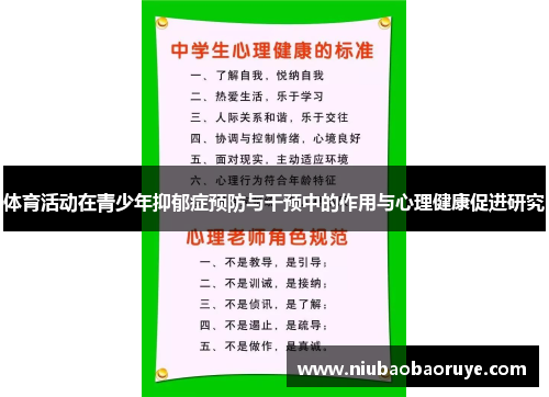 体育活动在青少年抑郁症预防与干预中的作用与心理健康促进研究